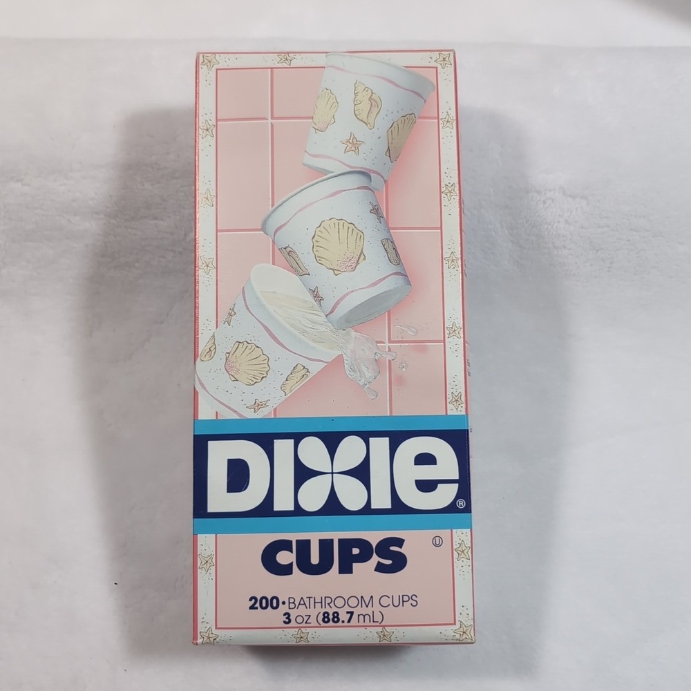 New Vtg Dixie Sea Shell Bathroom Cups 3 Oz 200 Count Discontinued Pink NOS 1993